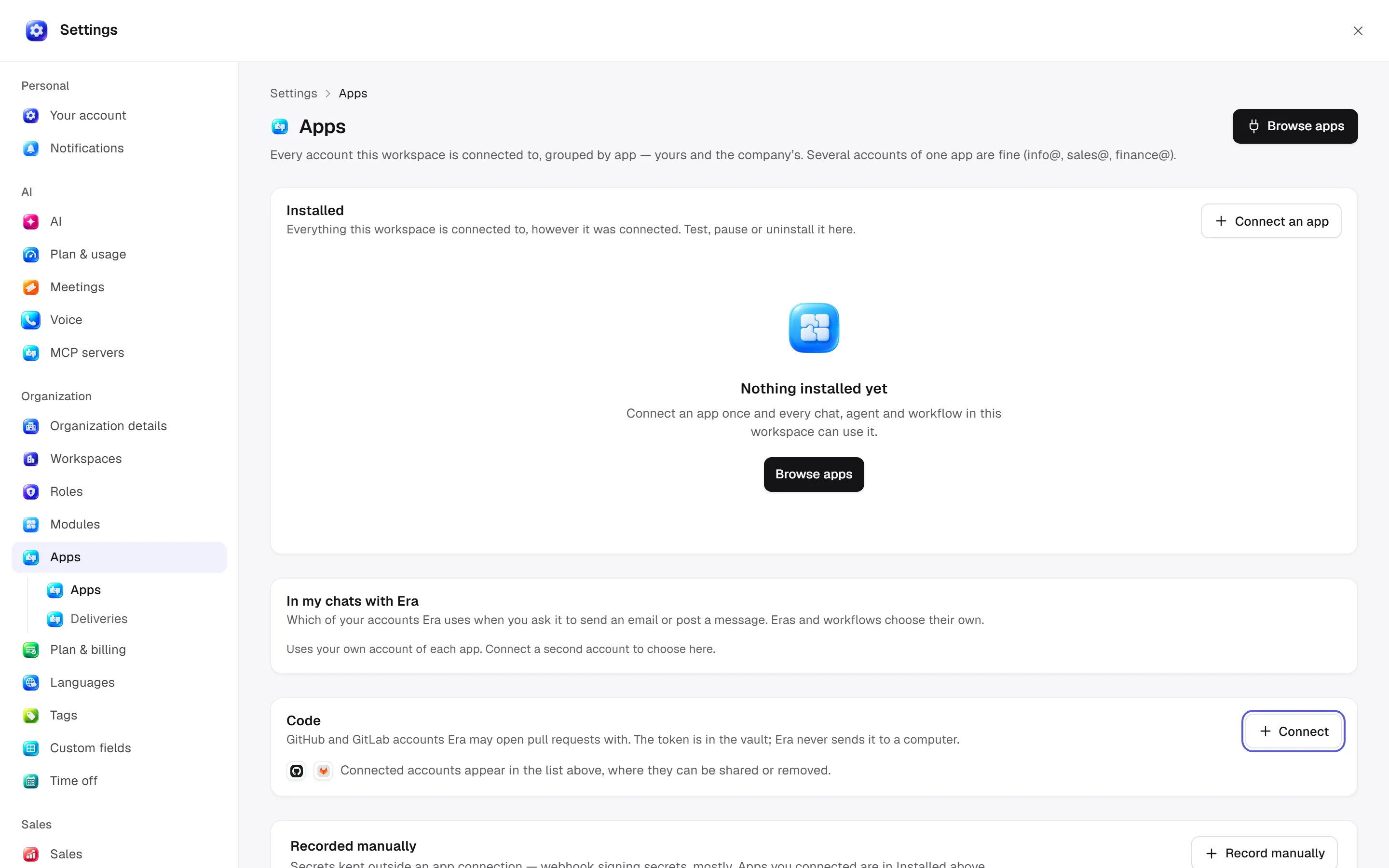Installed apps