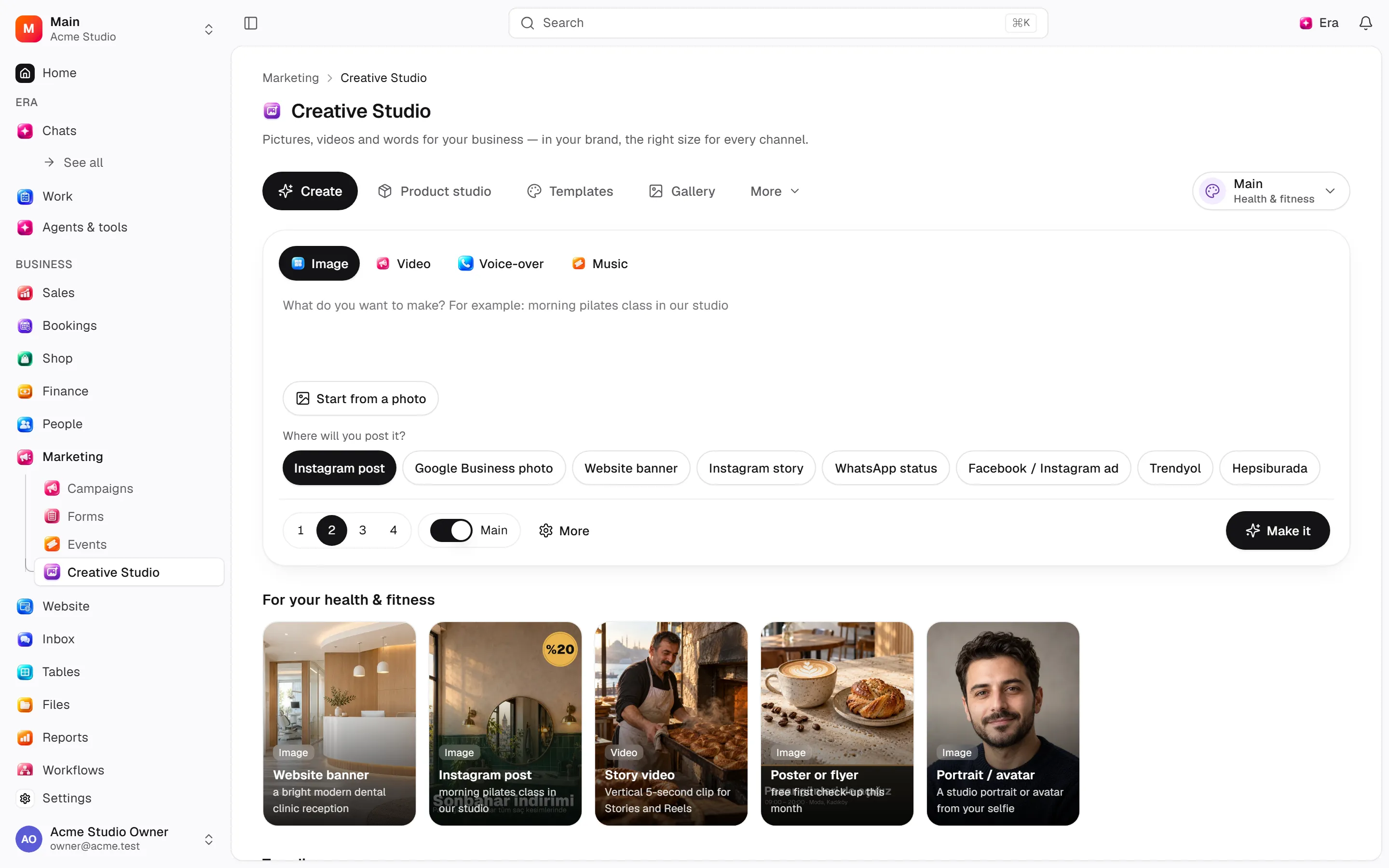 İşletme için Kreatif Stüdyo