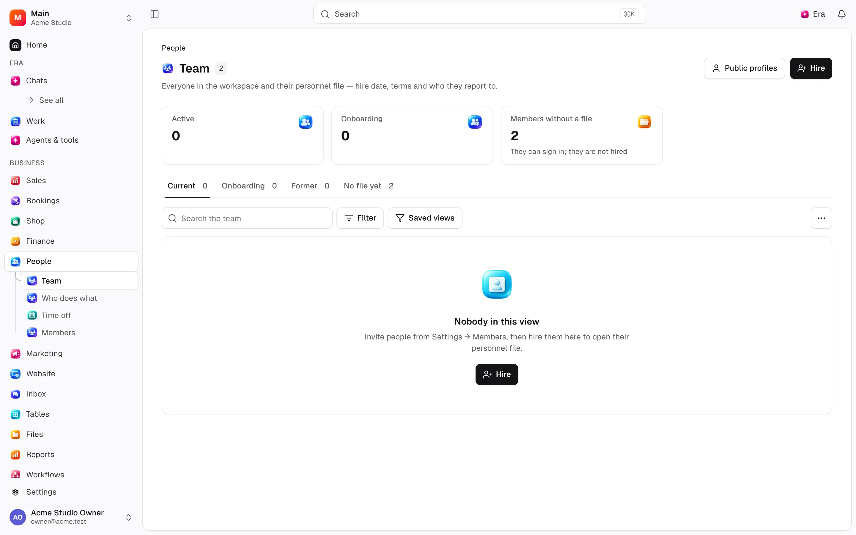 Team and employee profiles